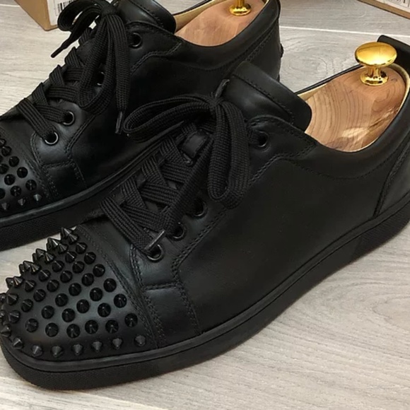 Christian Louboutin black calf junior spikes sneak - Picture 3 of 5